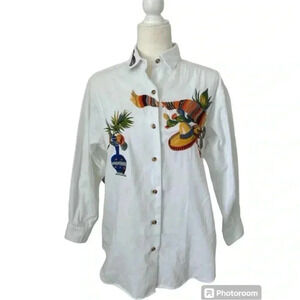 Red Ridge Mountain Outfitters Embroidered Mexican Shirt Cinco De Mayo Size S.